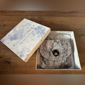 ELLIOTT LUCCA-NWT/Box Rojo Flap Crossbody Snake Skin Handbag